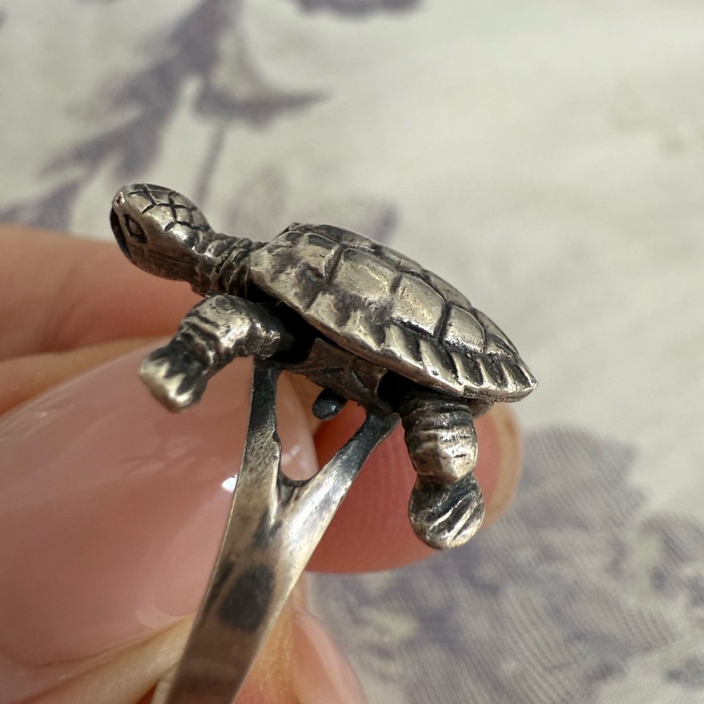 925 Silver Turtle Ring - image 2